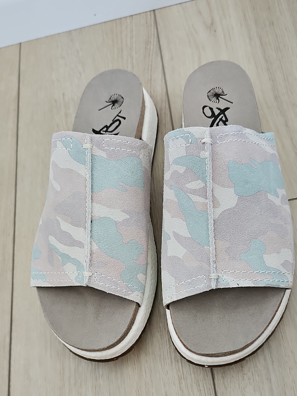 OWomen's OTBT Wayside Khaki Camo Camouflage Slide Sandals -  Gray & Mint Size 11